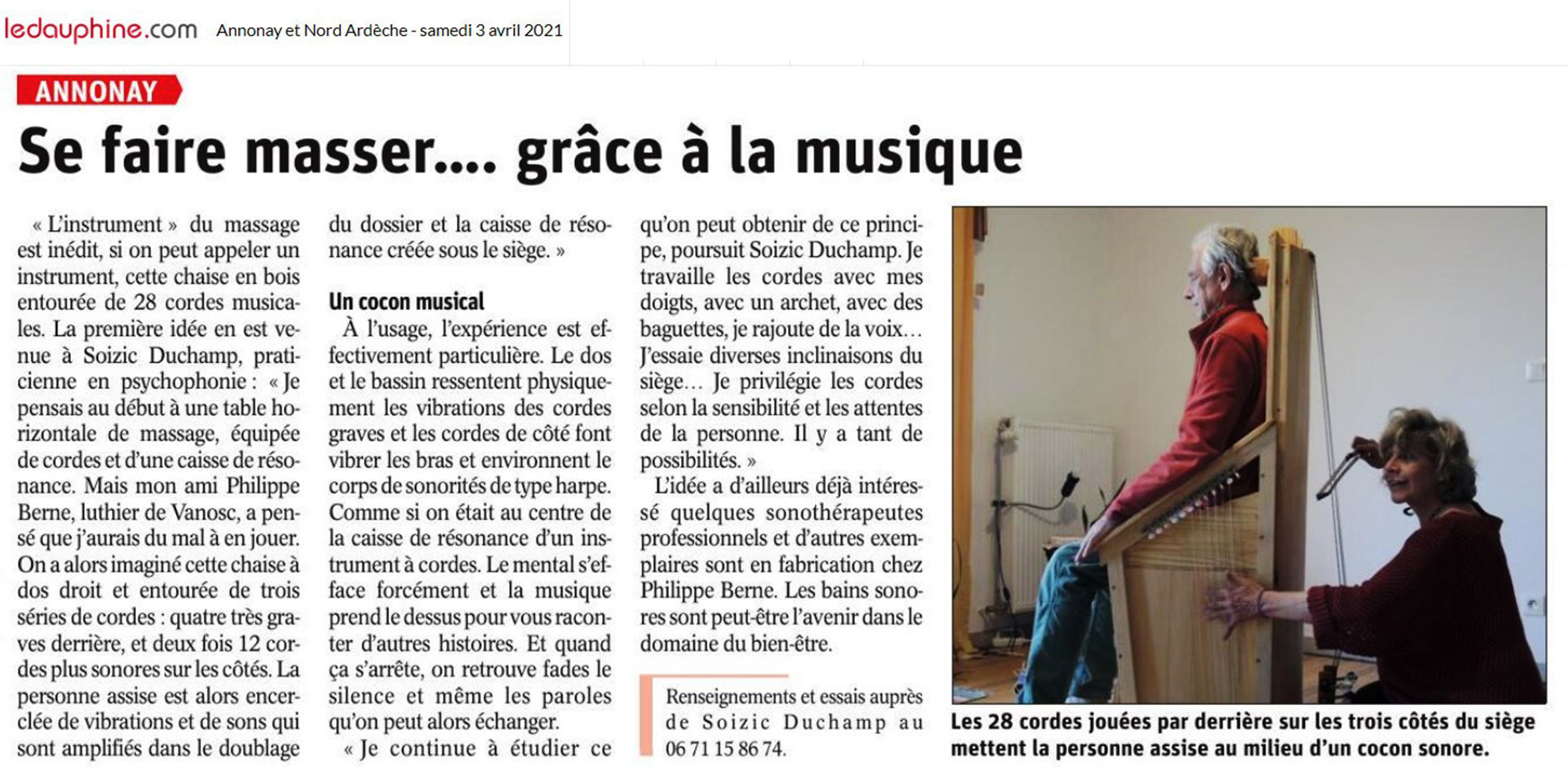 Article de François Bassaget dans le Dauphiné Libéré